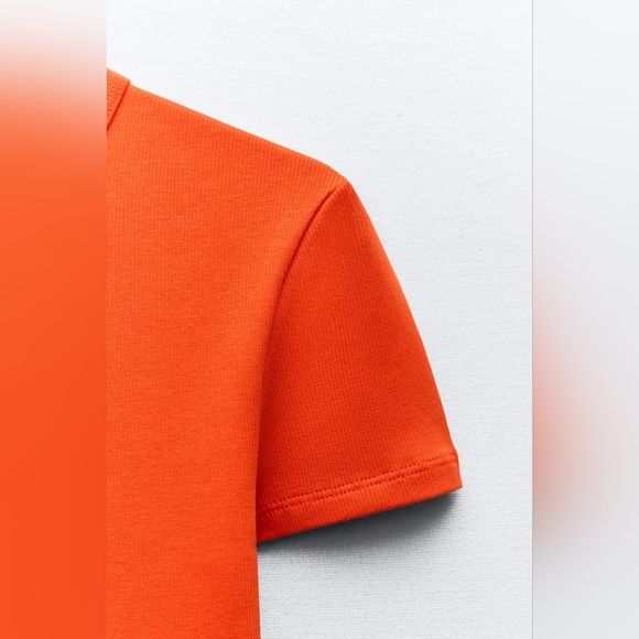 ZARA SHORT SLEEVE RIB TOP - Picture 7 of 7
